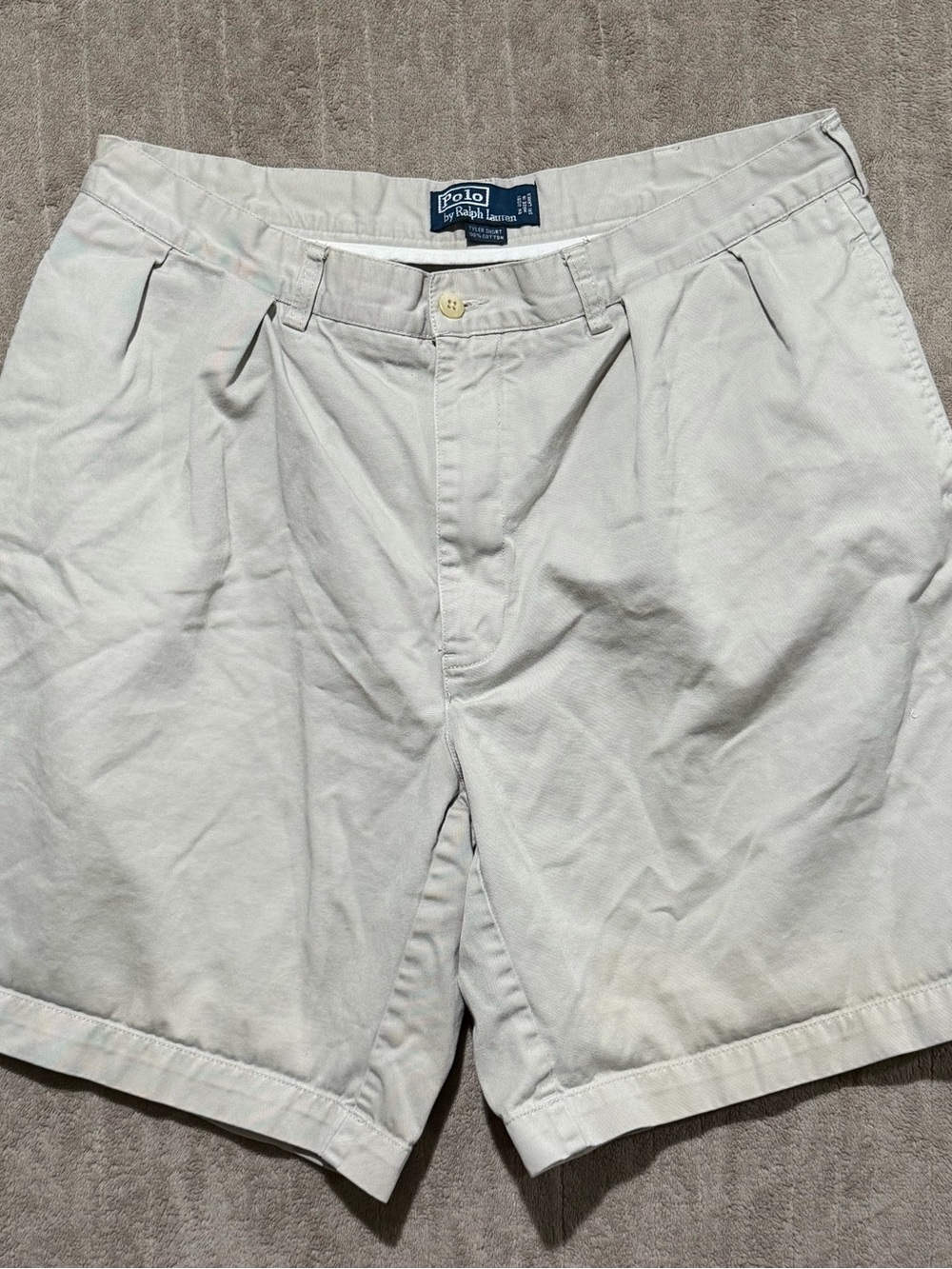 Polo Ralph Lauren Tyler Cotton Khaki Men’s Shorts Size 36 Pleated Front Vintage
